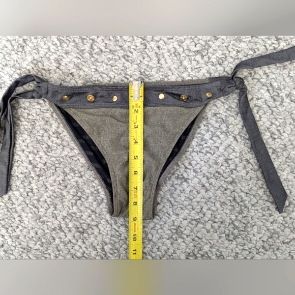 True Religion Women's Gray & Metallic Bikini Bottom w/ Gold Accents - Picture 14 of 16